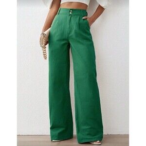SHEIN/High Waist Wide Leg/Dress Pant/Green/Womens Size Small